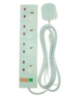 White electrical power strip with multiple sockets