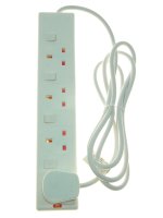 White power strip with multiple sockets and cable.