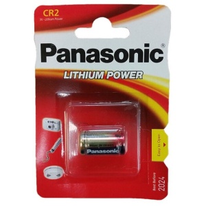 Panasonic CR2 lithium battery in packaging, 3V power