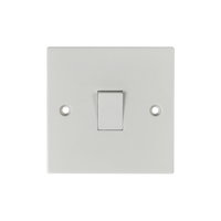 White light switch on wall panel.