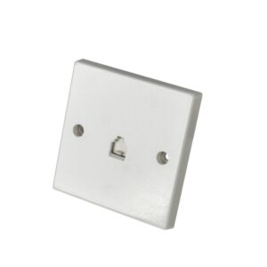 White UK telephone wall socket faceplate