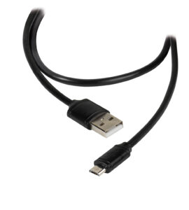 Black USB to micro USB charging cable