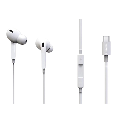 White wired earbuds with USB-C connector